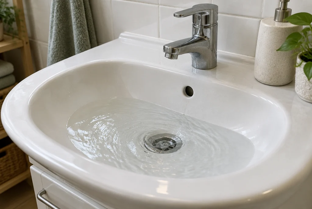 Representative service illustration: a white indoor basin with shallow pooled water
