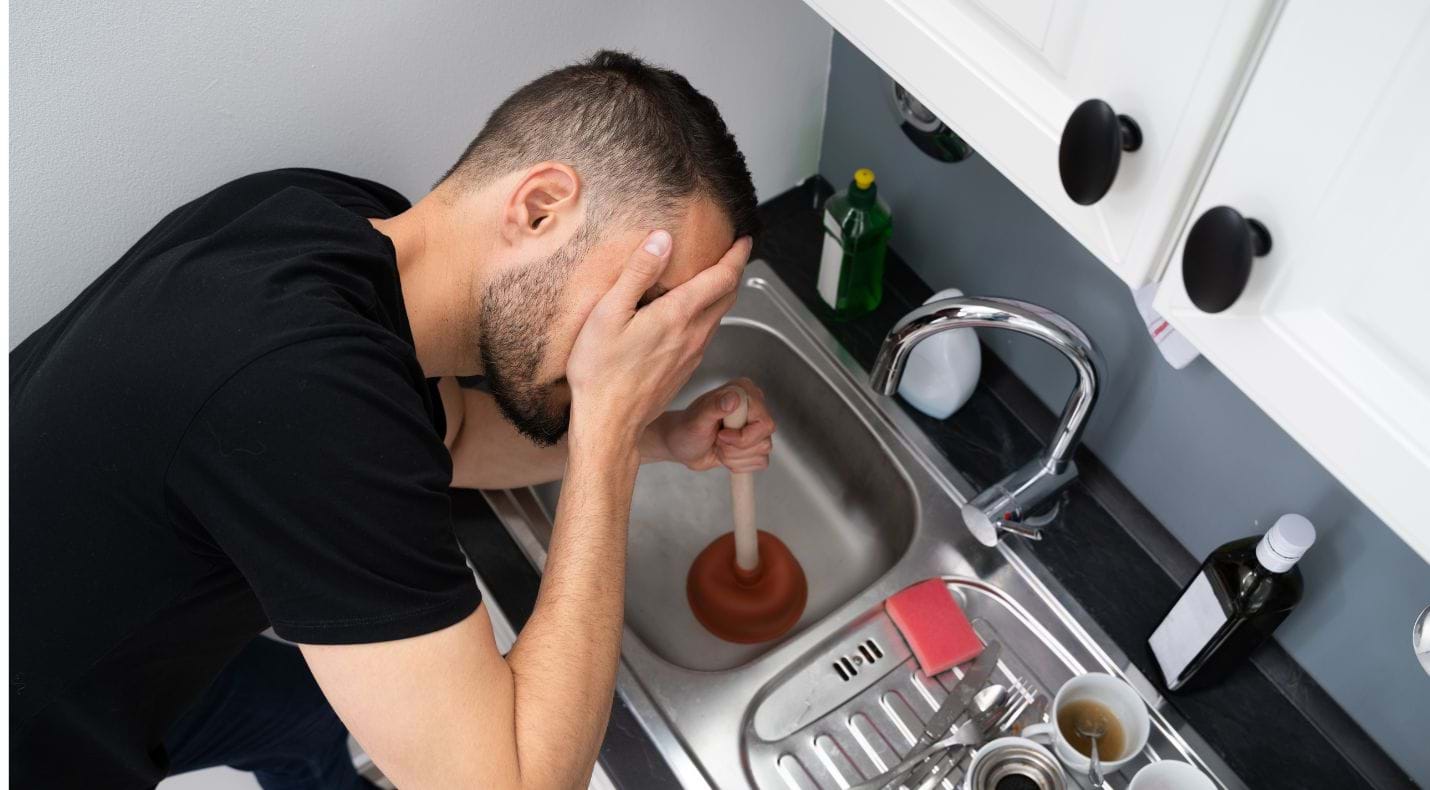 An overflowing blocked sink